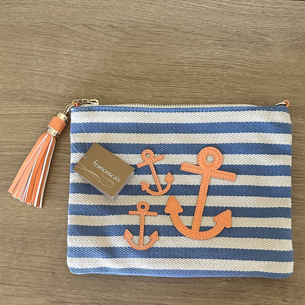 Francesca's Striped Anchor Clutch